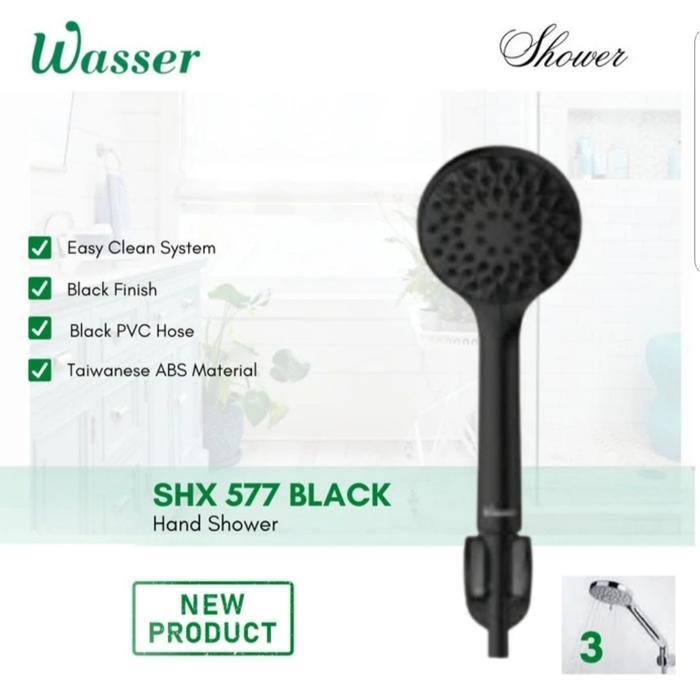 ___] Wasser Shower Mandi / Hand Shower Set Warna Hitam tipe SHX-577 BLACK