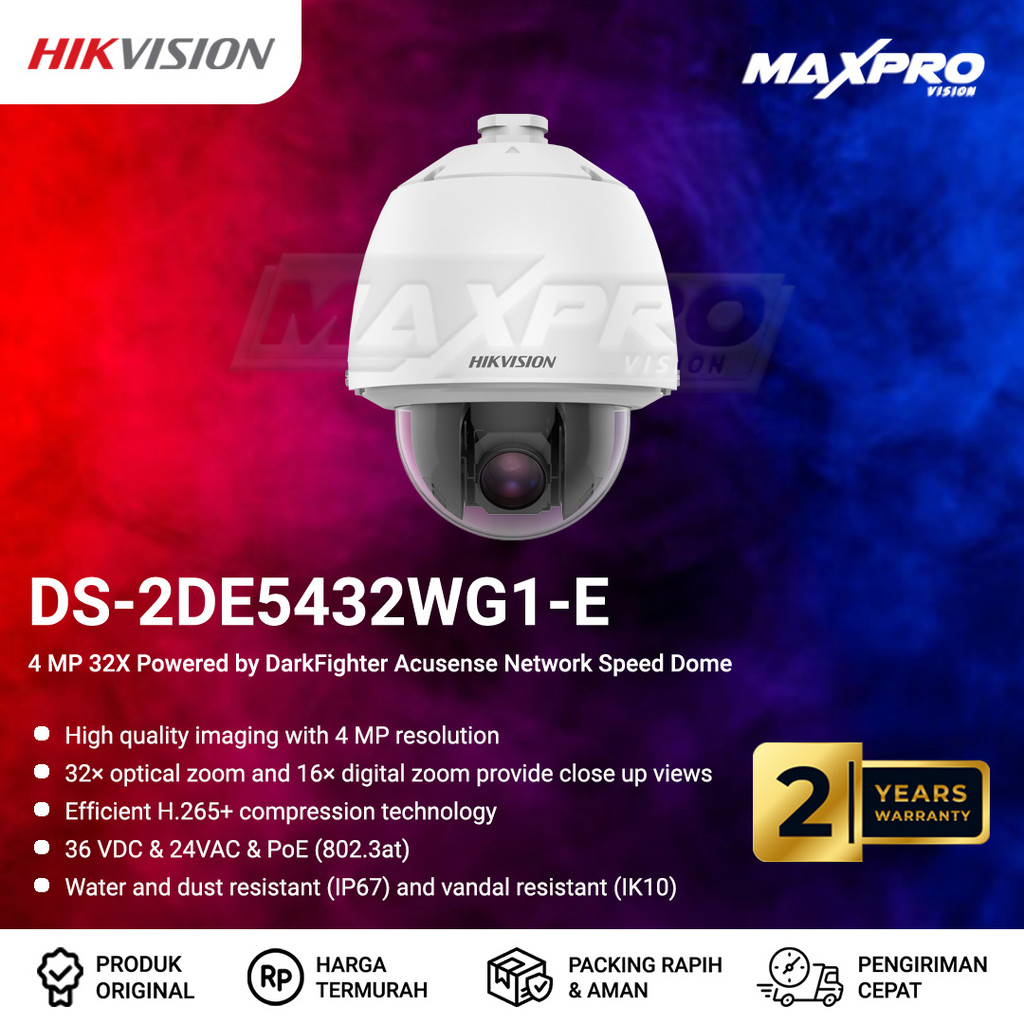 DS-2DE5432WG1-E - HIKVISION IP 4MP 32X DARKFIGHTER ACUSENSE SPEED DOME CAMERA