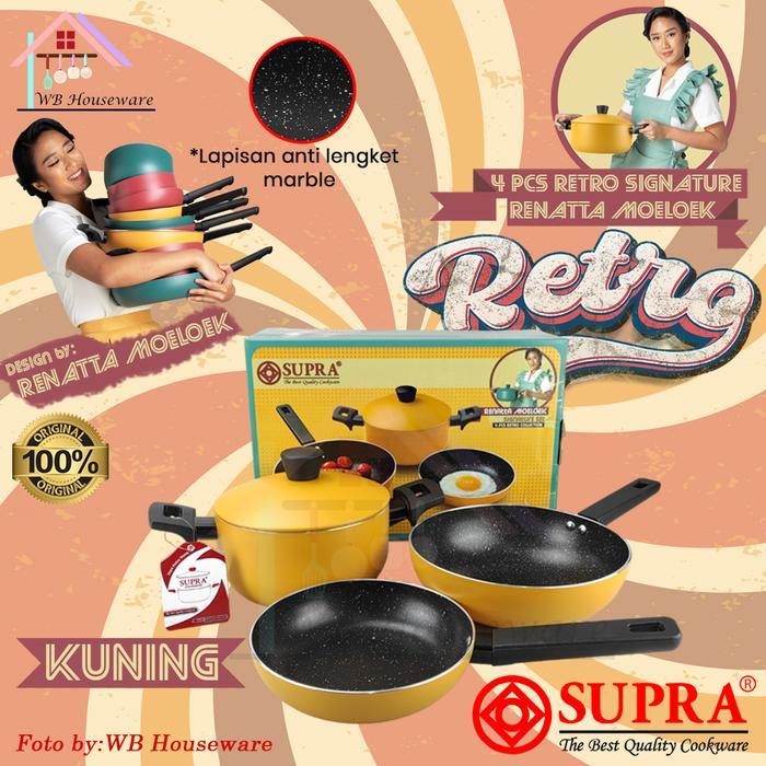 SUPRA 4pcs panci set teflon anti lengket alumunium / kuali wajan masak rebusan awet / cookware set