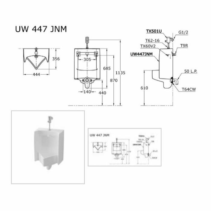 Urinal Toto UW447JNM Full Set / Urinoir Toto UW 447 JNM Full Set