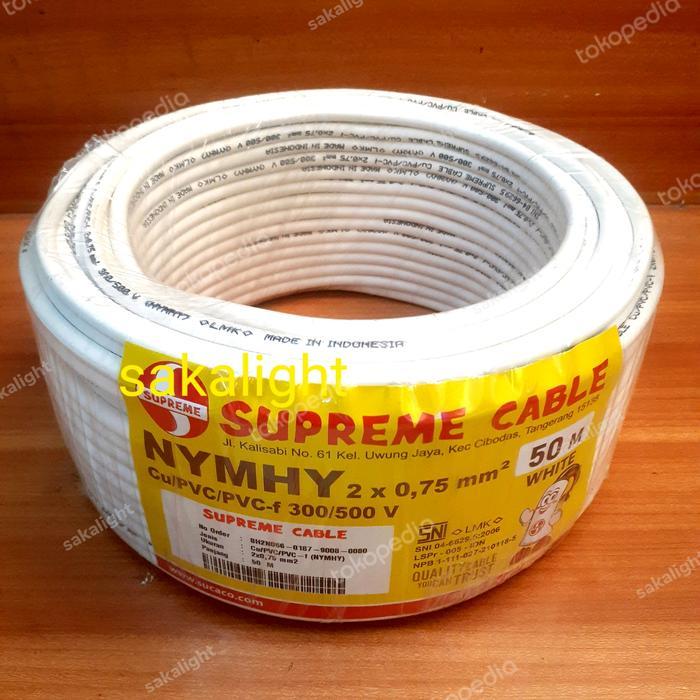Kabel Nymhy Supreme 2X0,75 @50-Putih/Nymhy 2X0,75 Supreme @50M-Putih