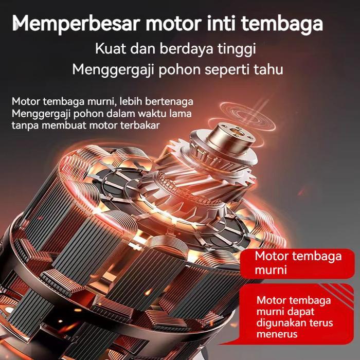 kks MAKITA Mesin Chainsaw 12 /10 /8 /6 /4 inci Cordless Chainsaw 998V Gergaji Baterai 2 Baterai