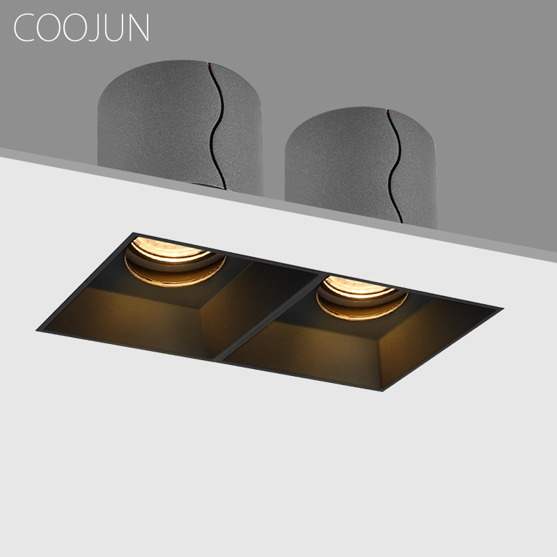 COOJUN LED Recessed Downlight Frameless Square Double Head Detachable