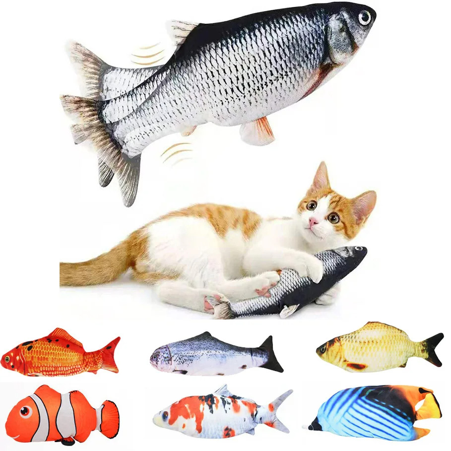 Cat USB Charger Toy Fish Interactive Electric floppy Fish Cat toy Realistic Pet Cats Chew Bite Toys 