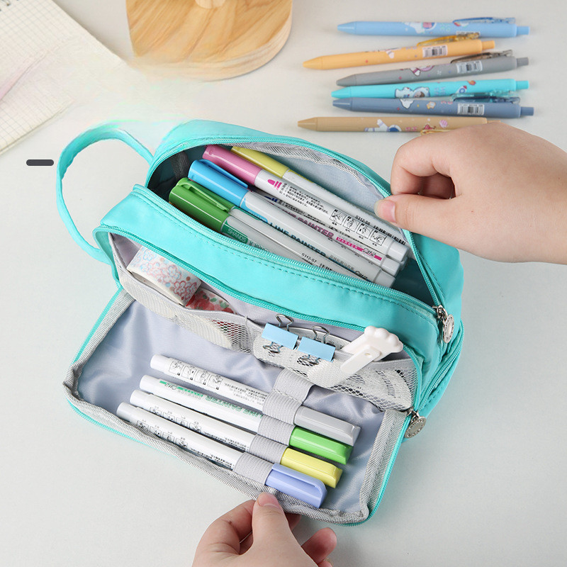 Large Capacity Pencil Bag Aesthetic School Cases Girl Kawaii Stationery Holder Bag Children Pen Case