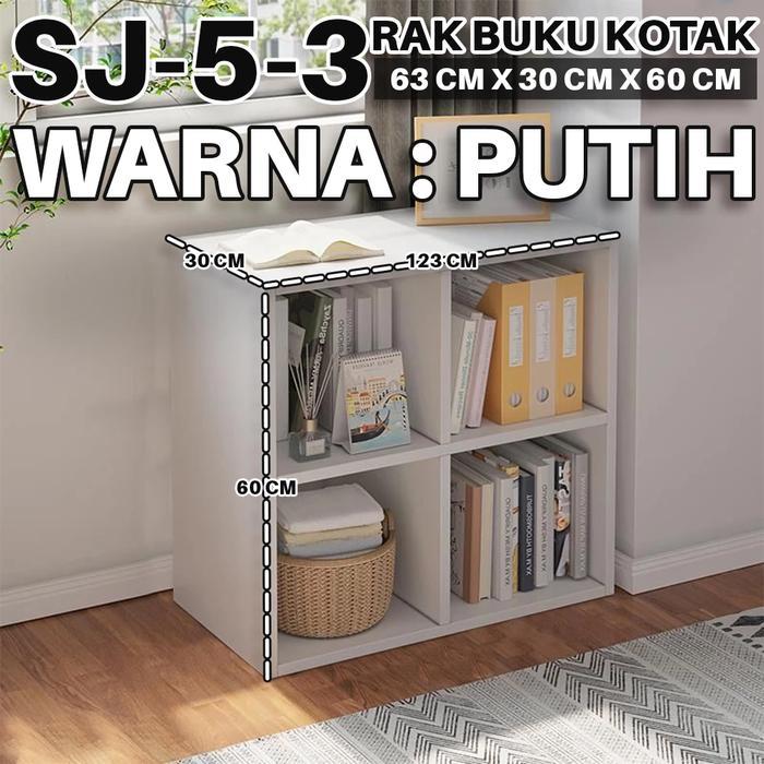 Lemari Buku Rak Kayu Serbaguna Pajangan Penyimpanan Buku Minimalis Rak Kotak Serbaguna SJ-5-3