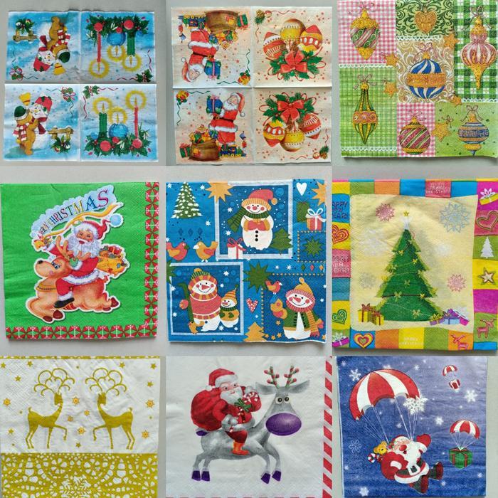 j6p4- Tisu Napkin/10Pcs/X'Mas/Natal/Dekorasi