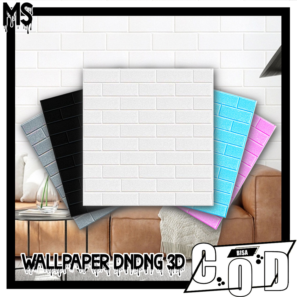 WALLPAPER 3D FOAM BRICK EMBOSSED MOTIF KULIT JERUK POLOS 3D WALL FOAM WALLPAPER STIKER TEMBOK