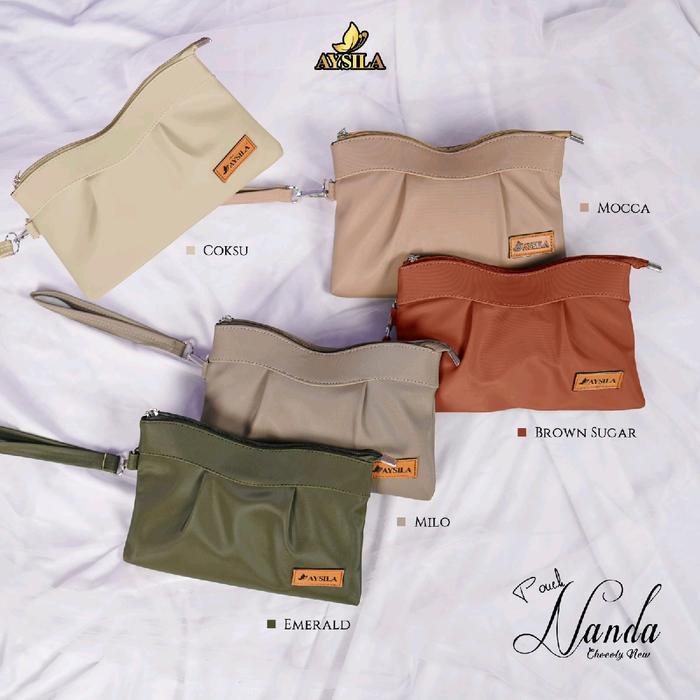 POUCH NANDA BY AISYLA Wanita Polos dompet besar cod Hitam Hitam