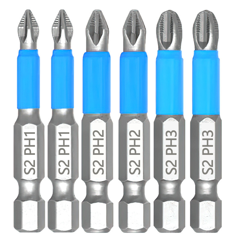 6Pcs Pozidriv Cross Screwdriver Set 50mm PZ3,PZ2,PZ1,PH1,PH2,PH3 Bits 1/4 Inch Hex Shank Magnetic