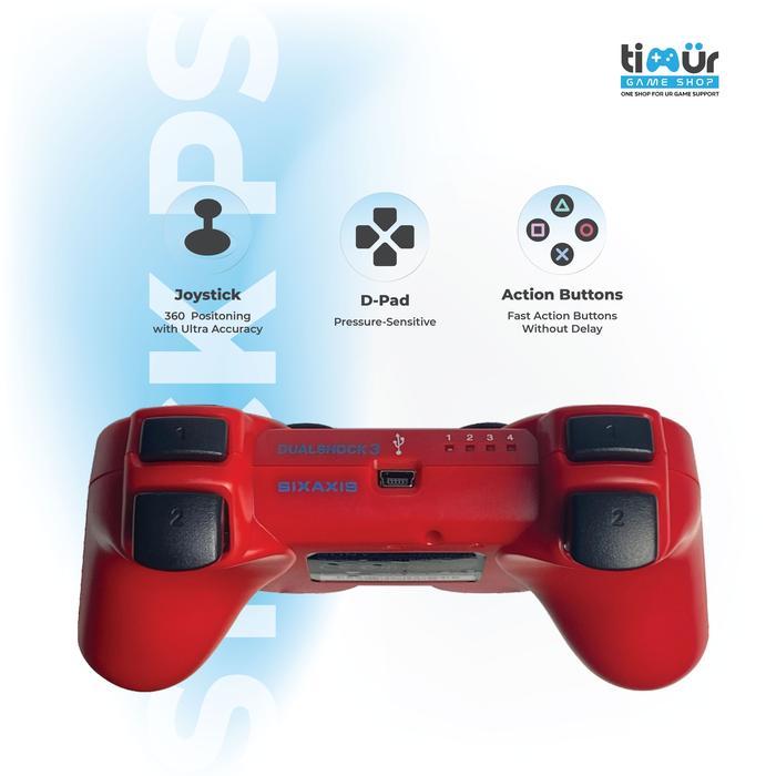 5s3y- Stik Stick Ps3 Wireless Original Pabrik Warna Merah Plus Kabel Charger