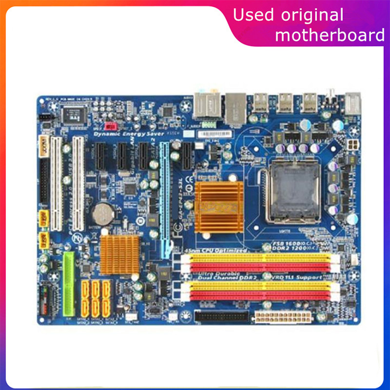 Used LGA 775 For Intel P43 GA-EP43-S3L EP43-S3L Computer USB2.0 SATA2 Motherboard DDR2 16G Desktop M