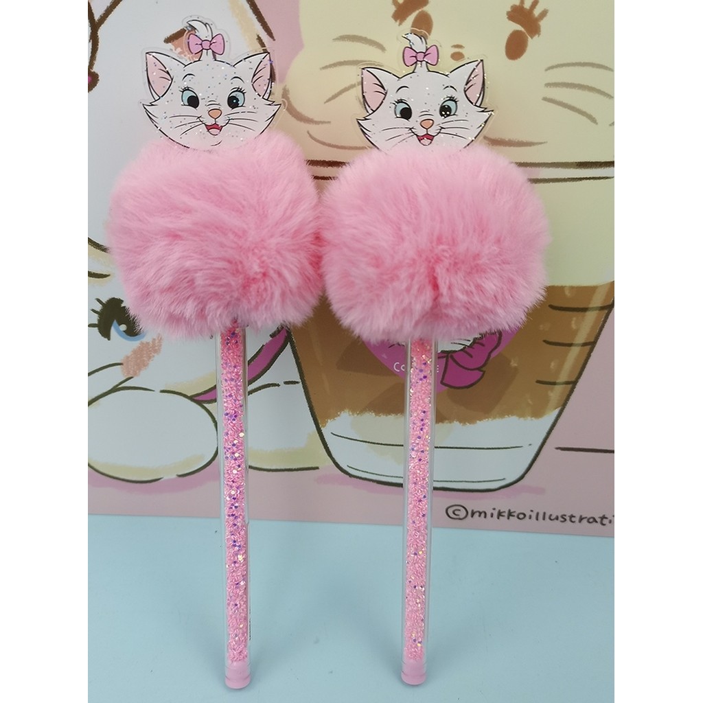 Miniso Unisex Pen Cat Series Plush Ball Lucifer Cute Cartoon Neutral Pen Stationery Writing Pen Blac
