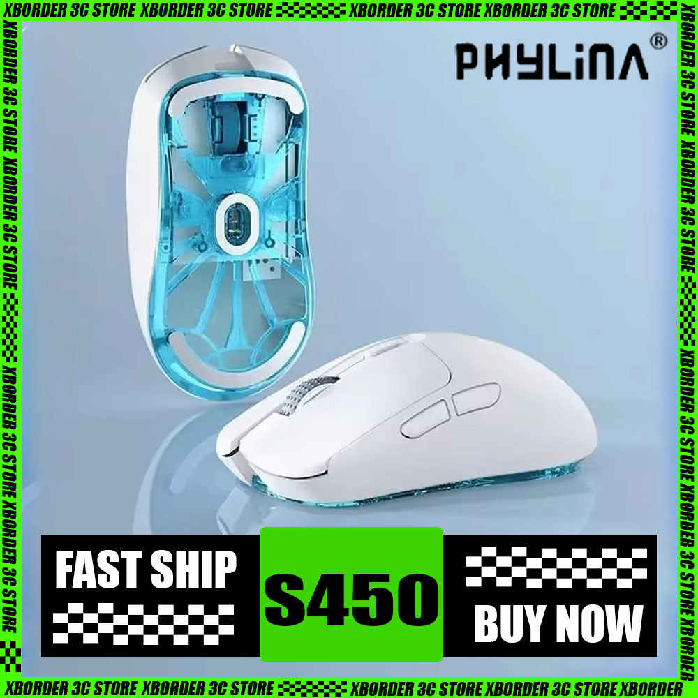Phylina S450 Wireless Mouse Paw3395 Dual Mode 2.4g Lightweight Ergonomics E-Sports Mouse Pc Gamer Ac