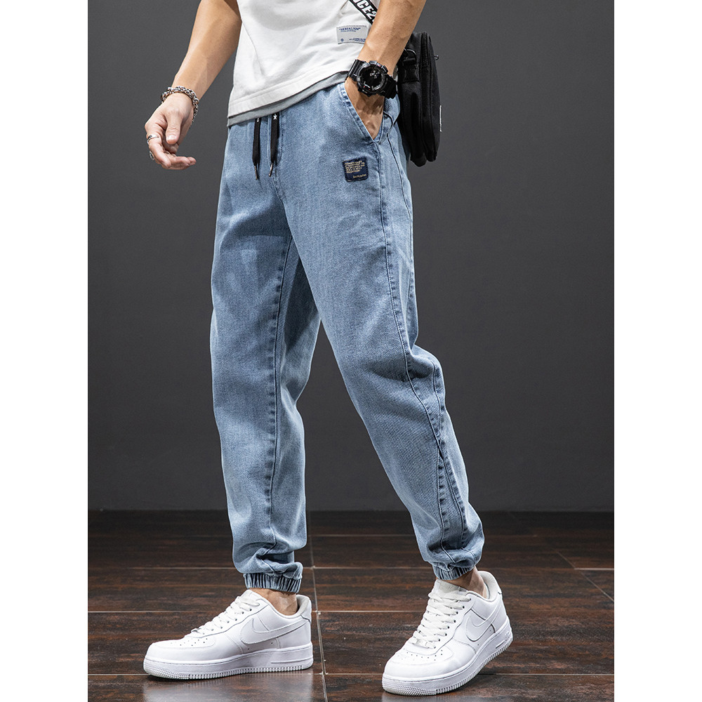 Spring Summer Black Blue Cargo Jeans Men Streetwear Denim Jogger Pants Men Baggy Harem Jean Trousers