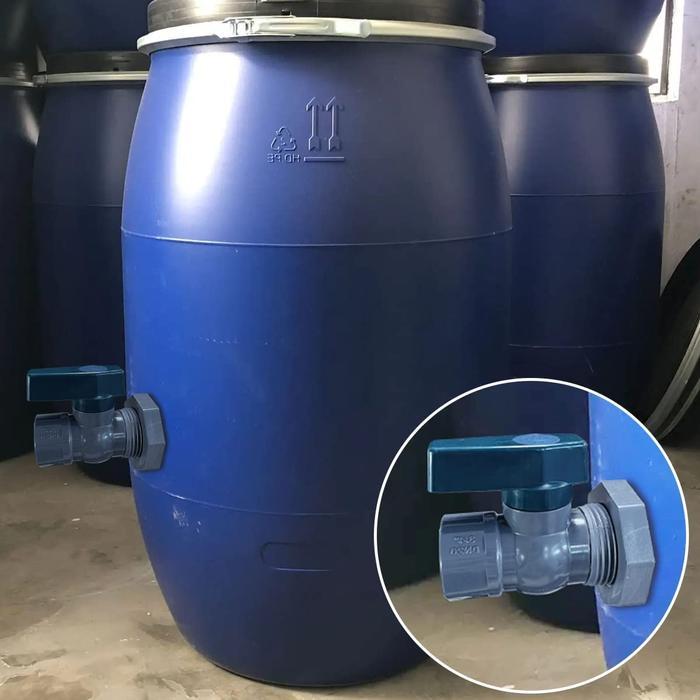 KERAN DRUM AIR HUJAN PVC 3/4 INCI KATUP BOLA GAGANG HIJAU + SEKAT & FITTING TANGKI