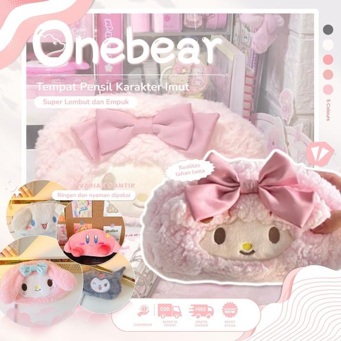 i6oj- Onebear Tempat Pensil Korean Style Tempat Pensil Lucu Tempat Pensil Aesthetic Muat