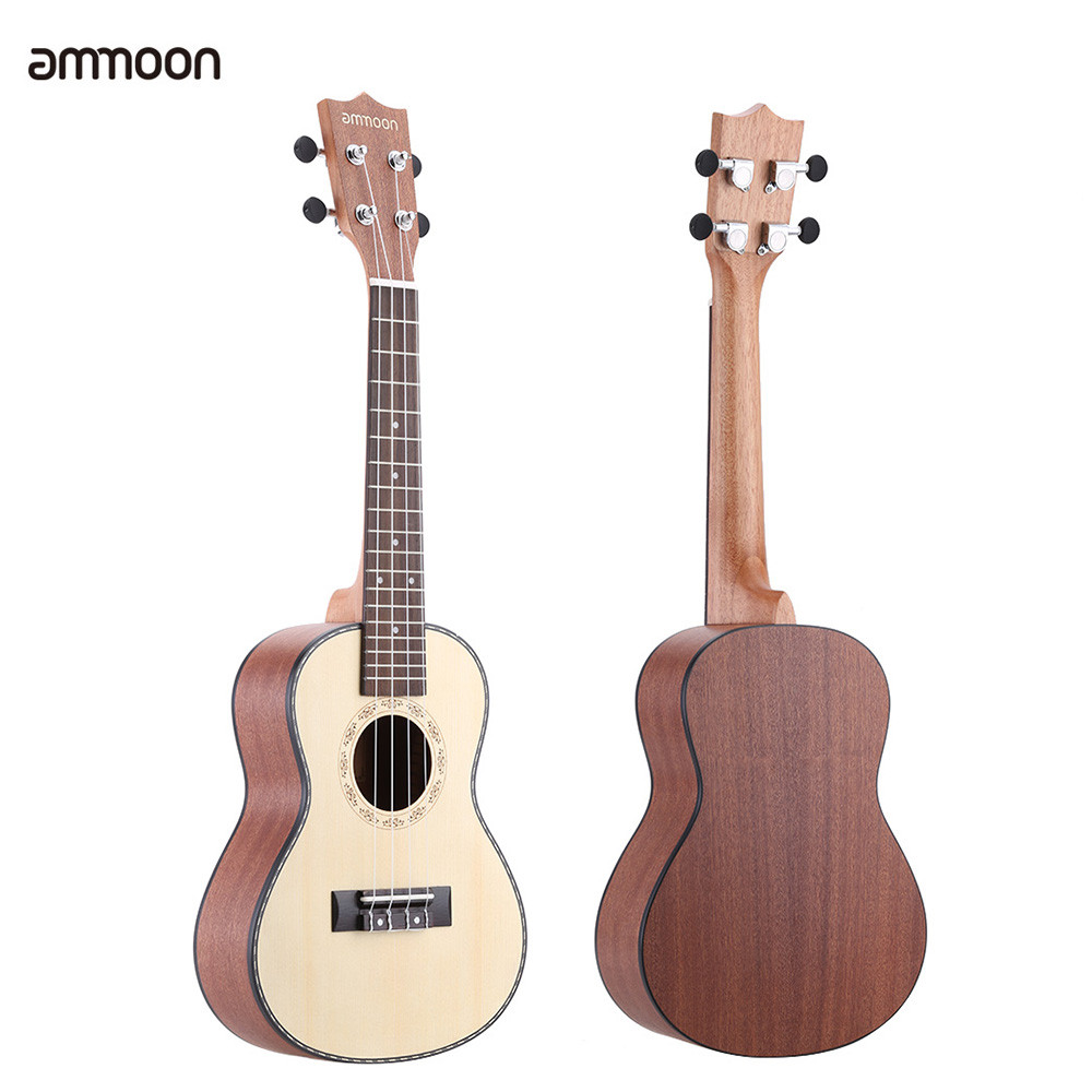 Ammoon 24 Ukulele Spruce Sapele Ukelele Rosewood Fretboard 4 Strings