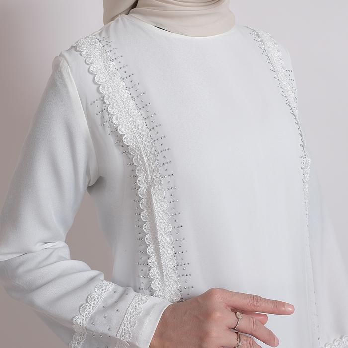 MUSLIFIX- Newstar - Gamis Putih Baju Muslim Wanita Terbaru Dress Madinah Mewah Simple Elegan