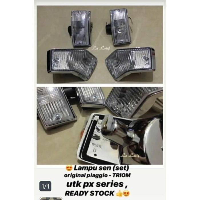 Lampu sen set Triom Piaggio mika bening utk PX, Excel dkk