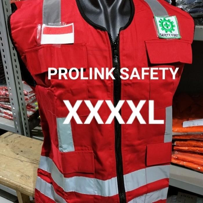 ASLI Rompi Safety Hse Super Jumbo 5Xl Xxxxl Merah Ber K3 Bendera Terbaru READY STOCK