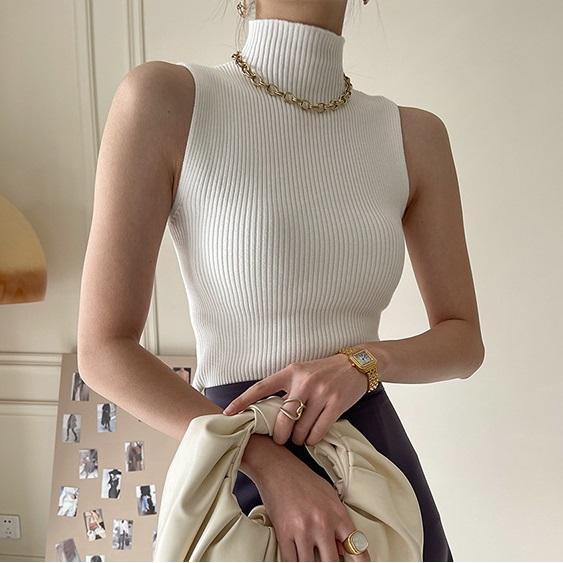 Promo Ajw [Ra] Inner Rajut Turtleneck Tanpa Lengan Premium Manset Tanpa Lengan Premium Atasan