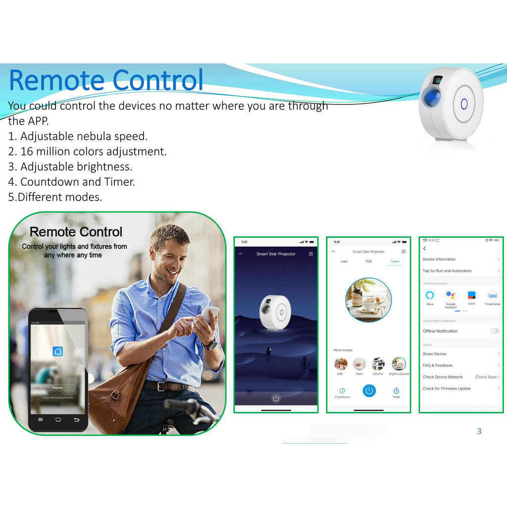 - Tuya Smart Star Projector Wifi Laser Starry Sky Projector Waving