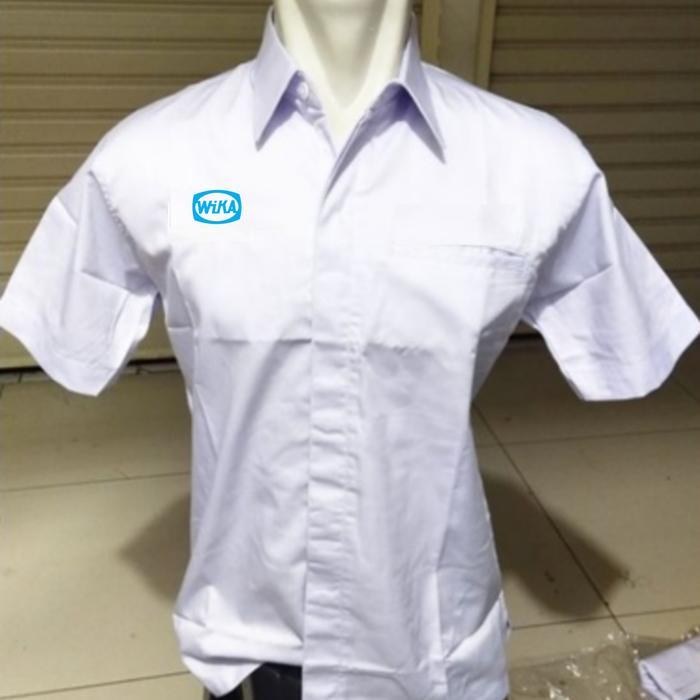 KEMEJA WIKA SERAGAM PT WIJAYA KARYA PUTIH PENDEK PRIA BORDIR