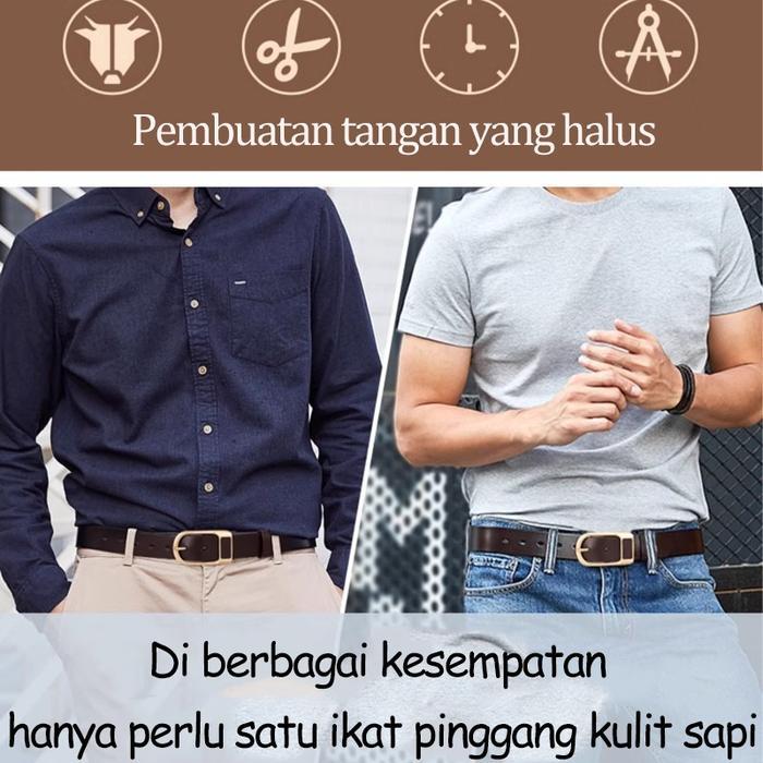 kdgn- Holo Ikat Pinggang Pria Kulit Premium Belt Vintage Casual Sabuk Jeans Keren Aksesoris