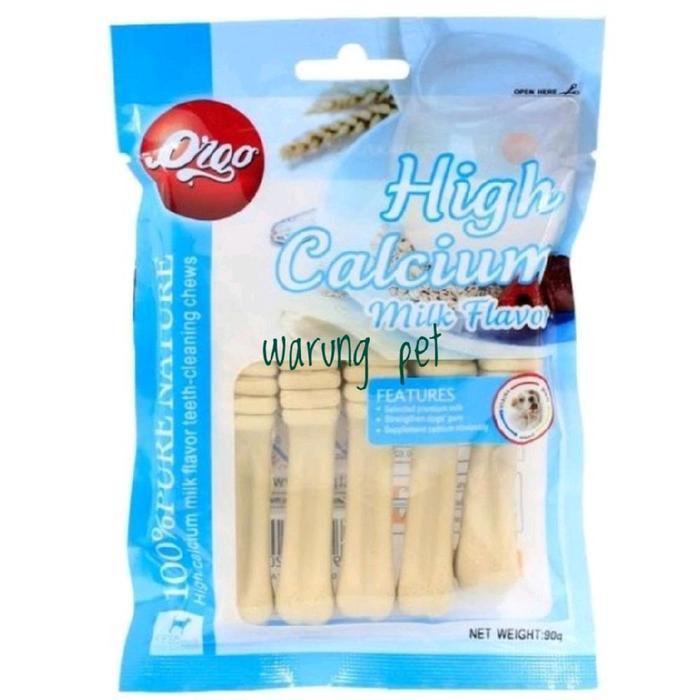 Orgo High Calcium Milk Flavor Teeth Cleaning Chew Dog Snack 90g - Makanan Anjing