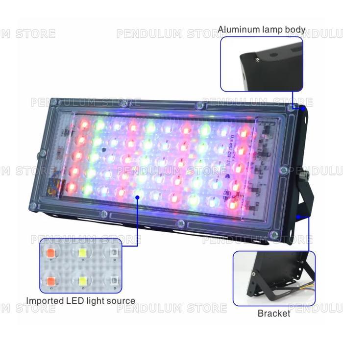 Sale Lampu Sorot Smd Rgb 50 Watt / 50W Ip66 Waterproof Lampu Hias Warna-Warni Lampu Tembak
