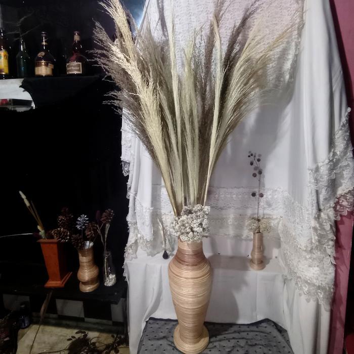 vas bouquet bunga kering + vas 60cm