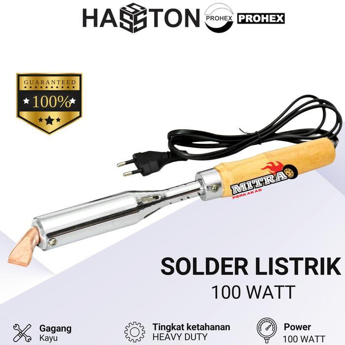 BALABALA- Solder Listrik 100 Watt Hasston Solder Listrik Gagang Kayu 100 Watt Soldering Iron