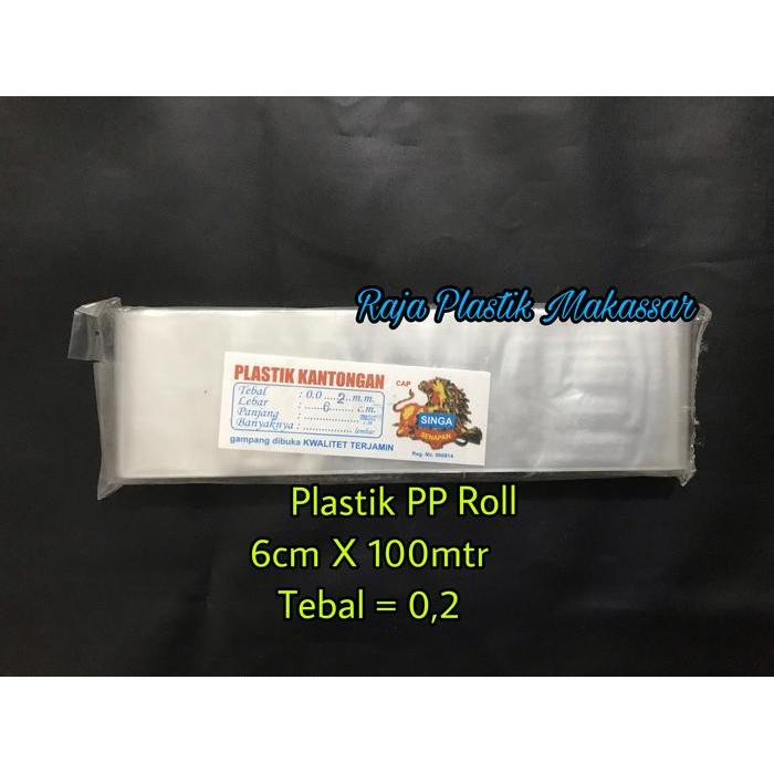 Plastik PP Roll 6cm X 100mtr, tebal 0.2
