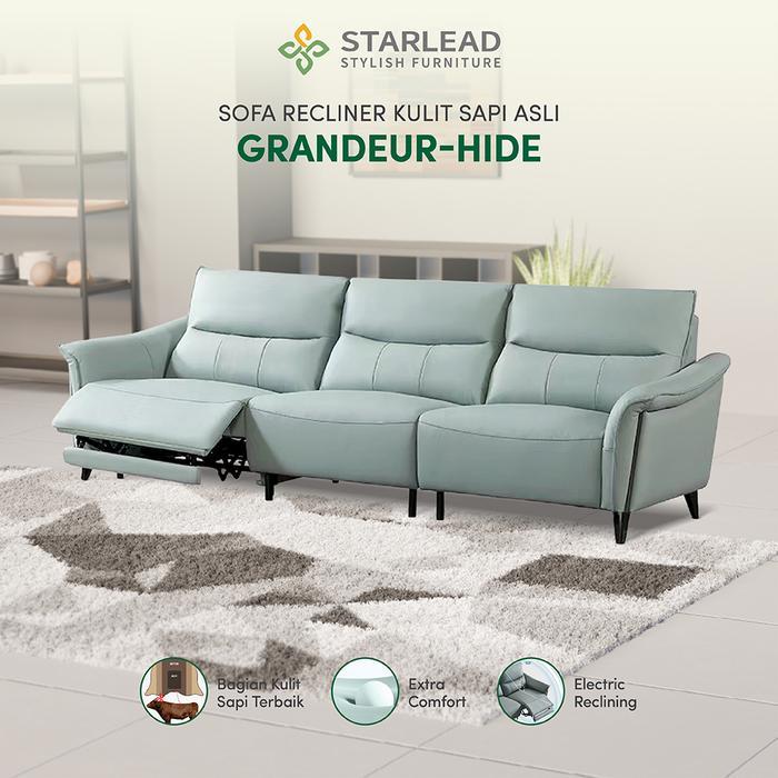 STARLEAD Recliner Grandeur-Hide Leather Sofa Mewah Sofa Modular Kulit Asli Genuine Leather 3 Seater