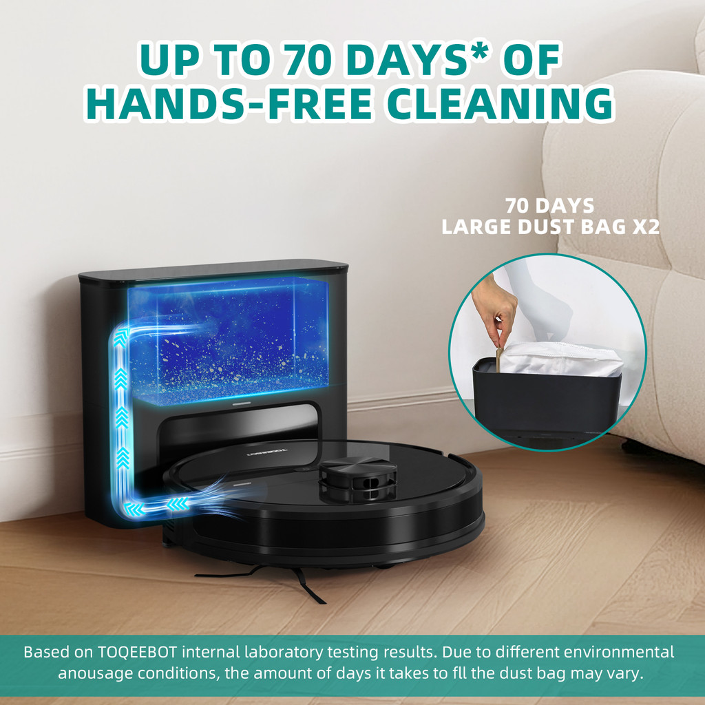 Toqeebot Robot Cleaner Cleaner Lidar 4500Pa Suction Power 2.5L Dustbin Wifi/App/Alexa Control