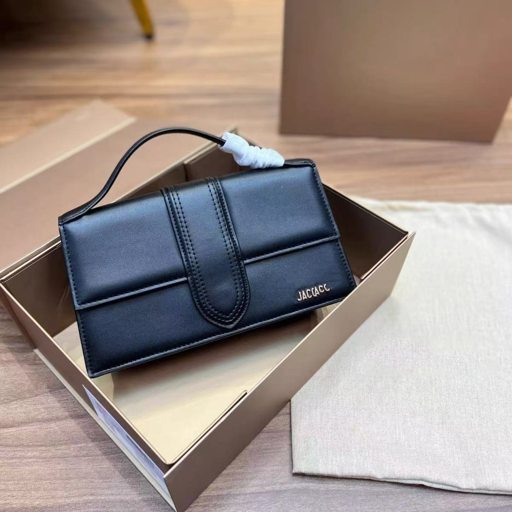 Tas Bahu Jacquemus Trendy Tas Selempang Tas Tangan Mini - PU, Soft, Magnetic Clasp, Warna Hitam Puti