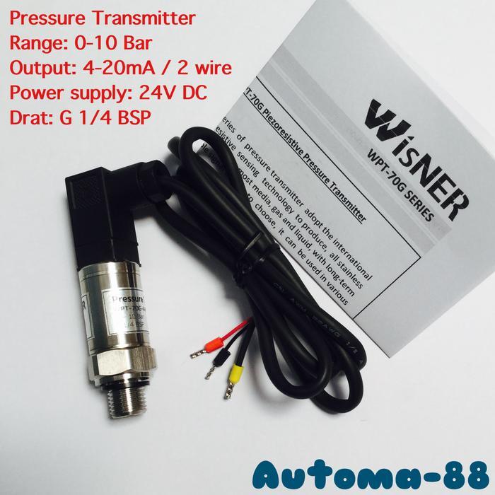 trialpeck- Wisner Wpt-70G-A4G4 Pressure Transmitter 0-10Bar 4-20Ma G 1/4 Bsp