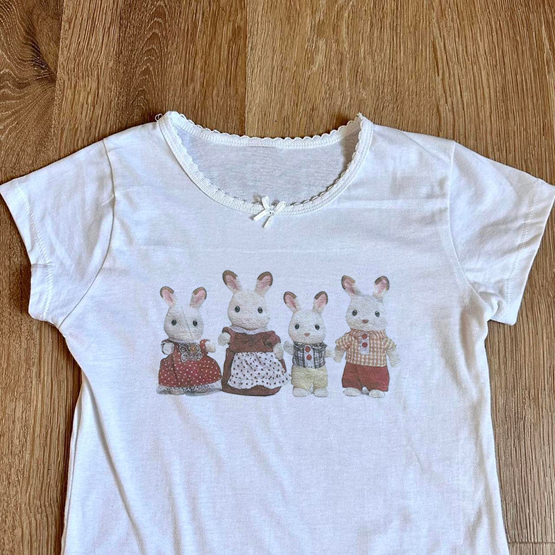 2000S Vintage Emo Girls Gothic Corset Grunge Tees Aesthetic Y2K Style Cute Print Baby Tees