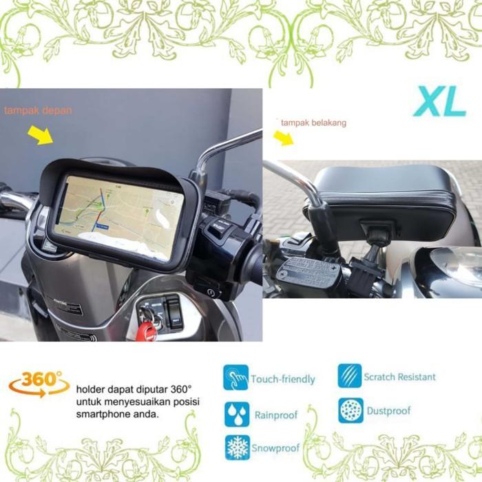 New- Holder HP Waterproof + Kanopi pasang Stang Motor Size XL (7in)