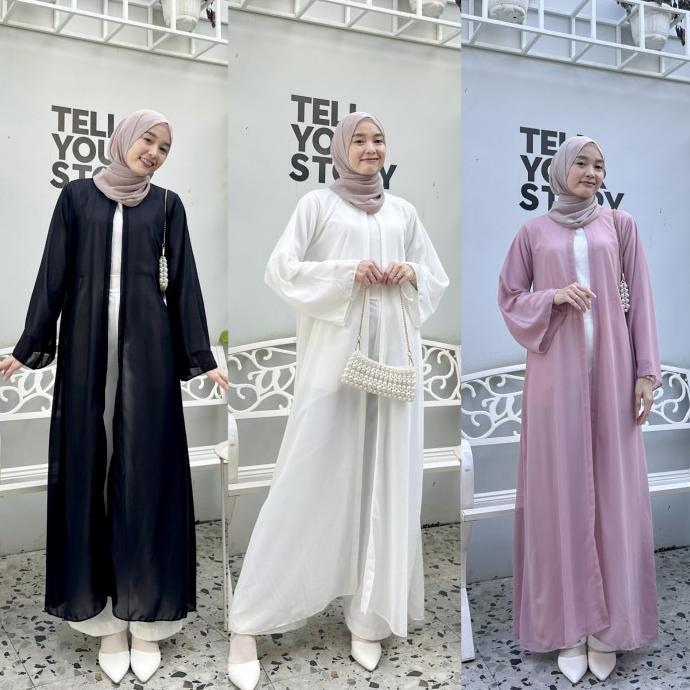 New- outer cardigan arwa abaya ceruty baby dol polos premium