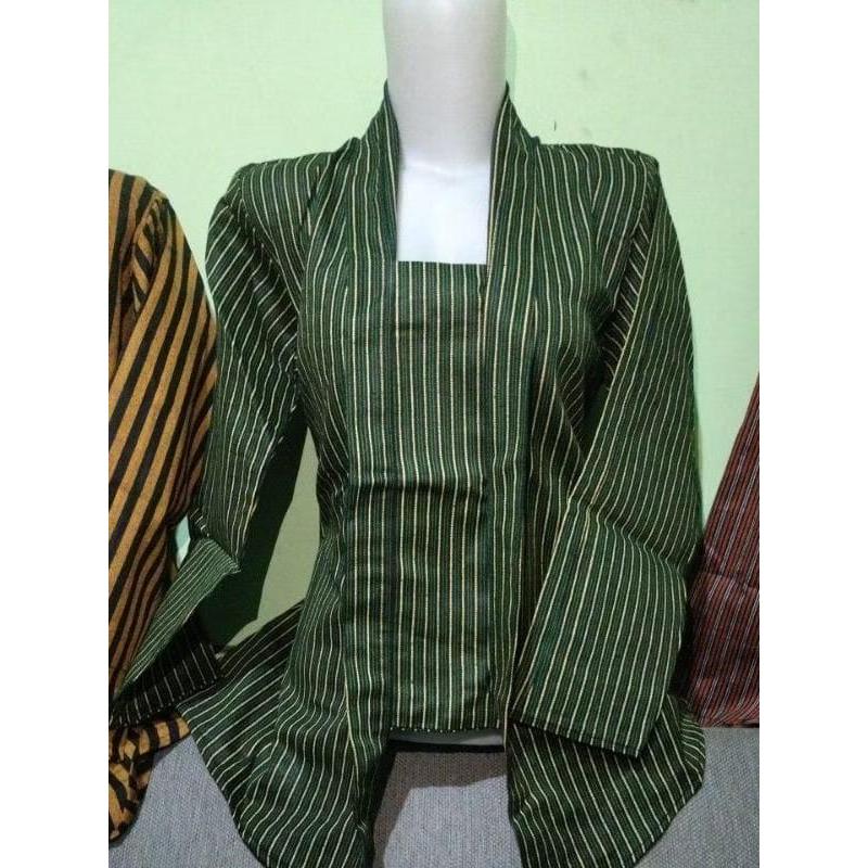 Kebaya Lurik Wanita / Baju Adat Jawa / Tenun Khas Solo Jogja Atasan Dewasa Kancing