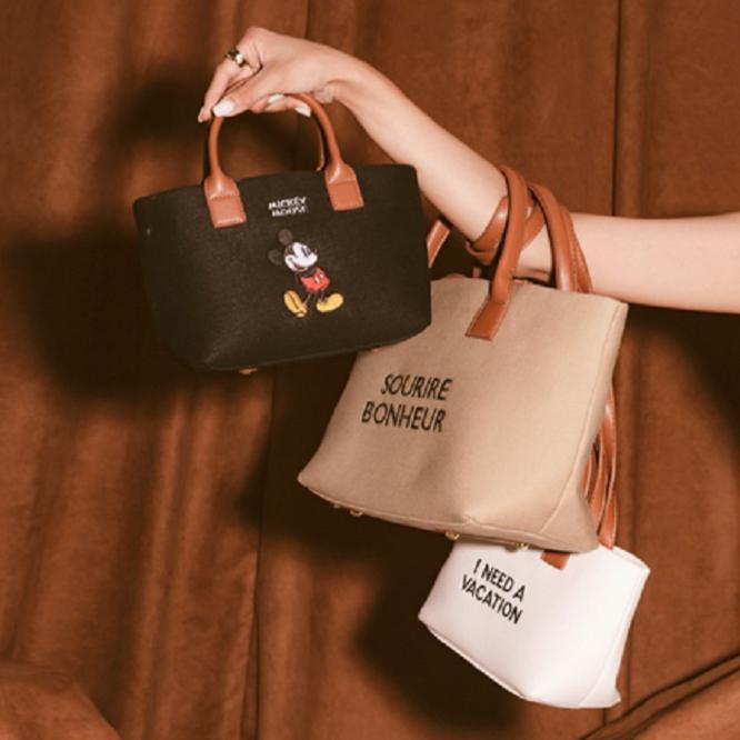 Gracegift Mickey Mouse canvas tote bag Small Black