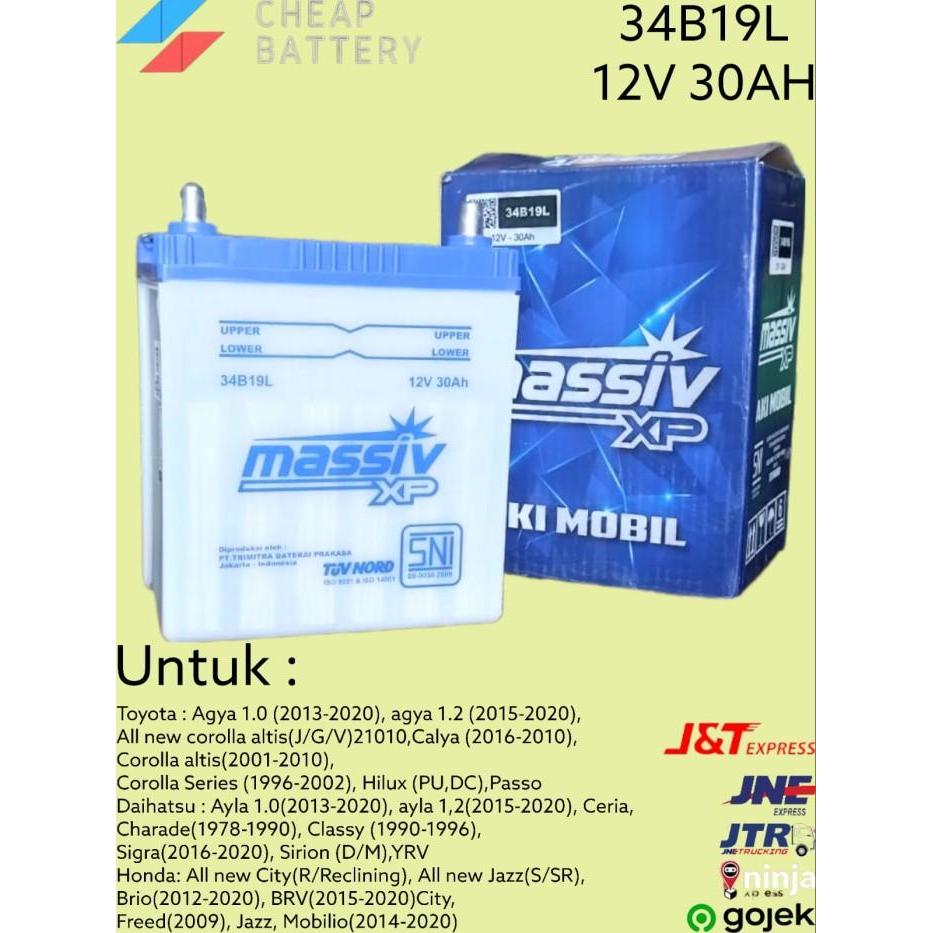 Aki Mobil Honda Jazz Massiv Xp 34B19L Massiv Xp Aki Basah