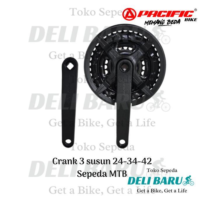 PACIFIC CRANK GEAR TENGAH CHAINWHEEL GIR 3 SUSUN 24 34 42T SEPEDA MTB