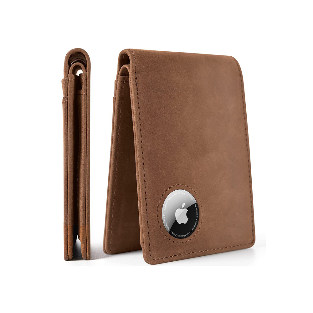 Retro Minimalist Men's AirTag Wallet RFID Wallet Multi Card Holder for Apple AirTag