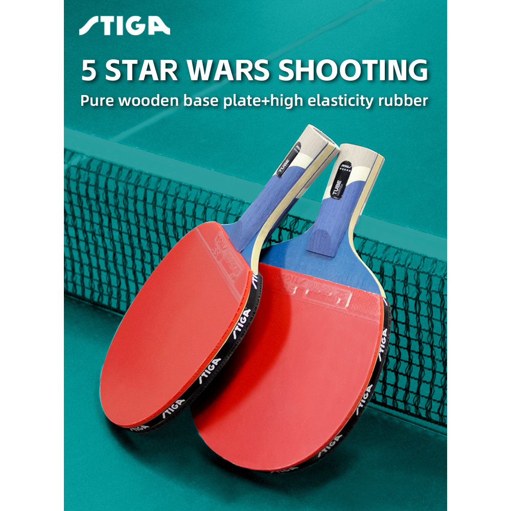 Stiga Pro Tube 5 Stars Best Quality Carbon Bat Table Tennis Racket With Rubber Pingpong Paddle