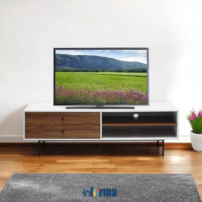 Informa Faye Rak Tv - Putih Walnut Meja Tv Bufet Kabinet Panjang Rak Konsol Lemari Tv