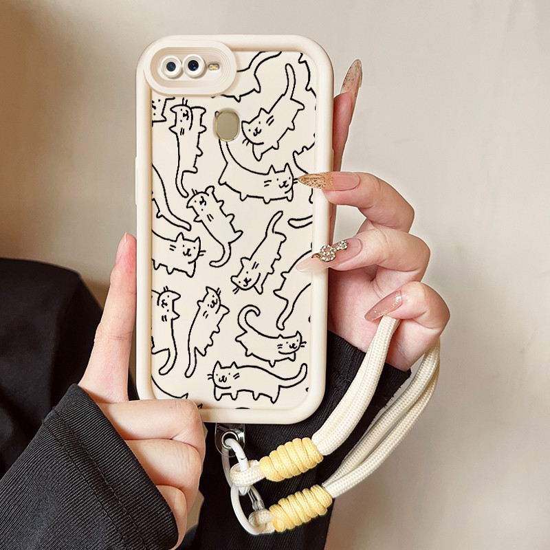 Casing Hp untuk OPPO A7 A5s A12 A12s A11K Case Casing HP Softcase Ponsel Soft Shell dengan Tali Sili