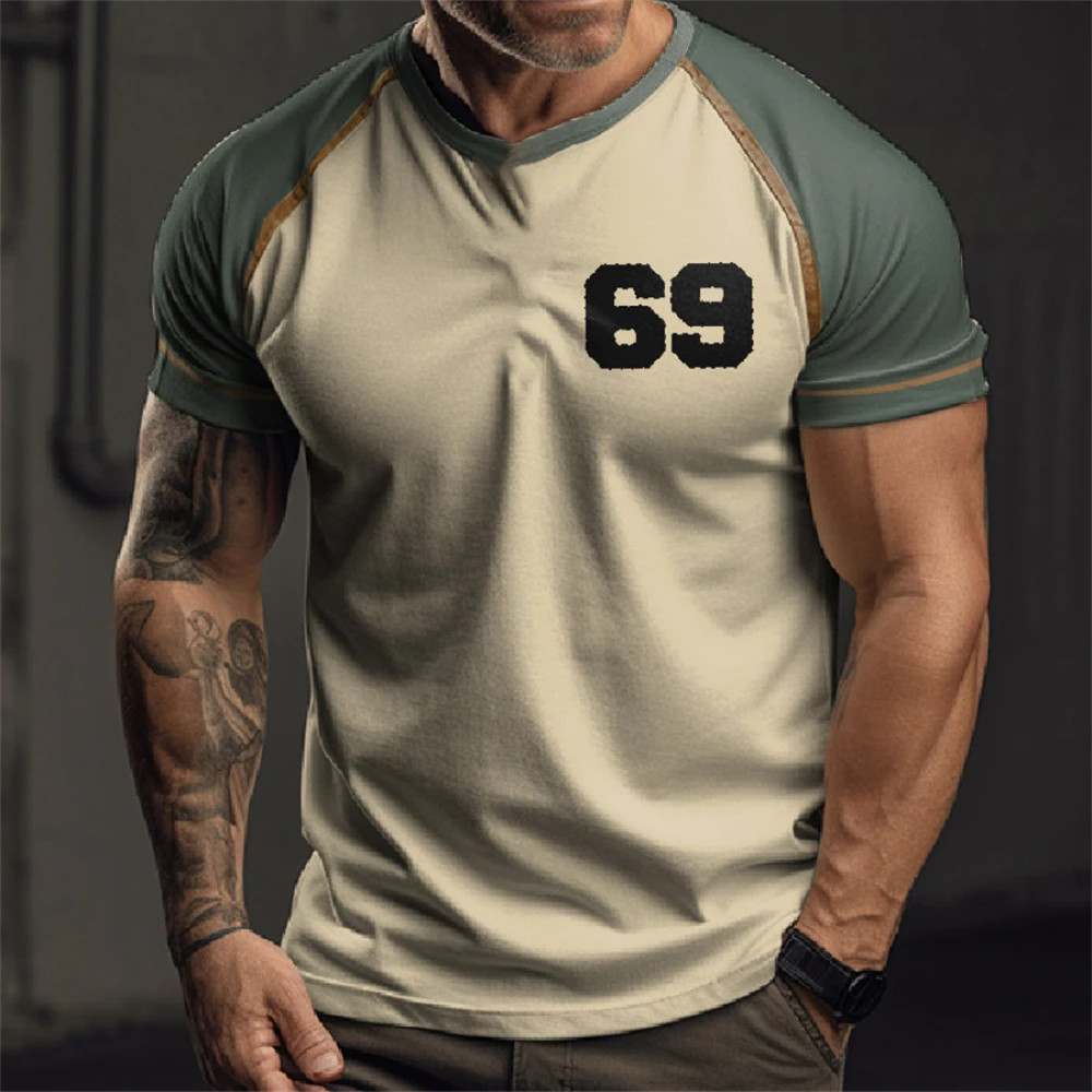 Summer Retro Men's T Shirt Route 66 Print Casual Short Sleeve T-Shirt Fashion Streetwear Male